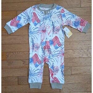 Burt's Bees Baby Footless Sleeper Organic America Fireworks PJs 3-6m
